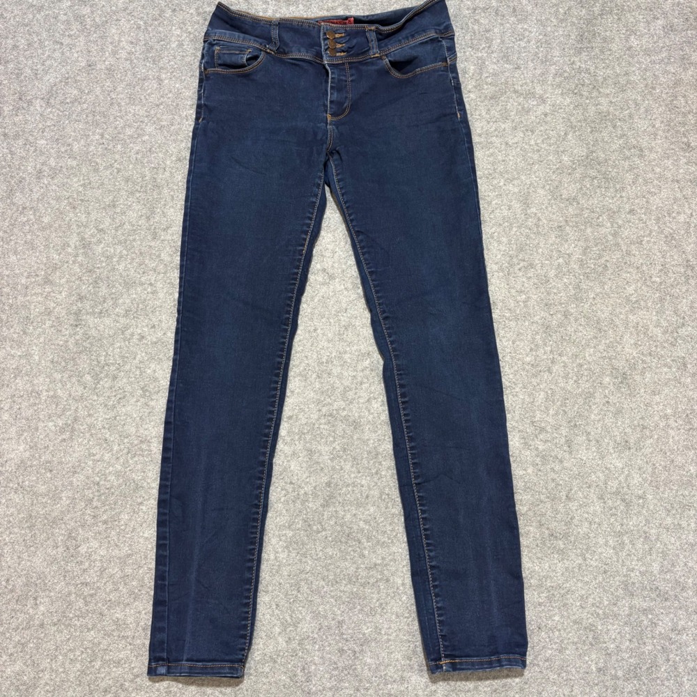 Wax Jean Butt I Love You Dark Wash Skinny Jeans Triple Button High Rise Size 11